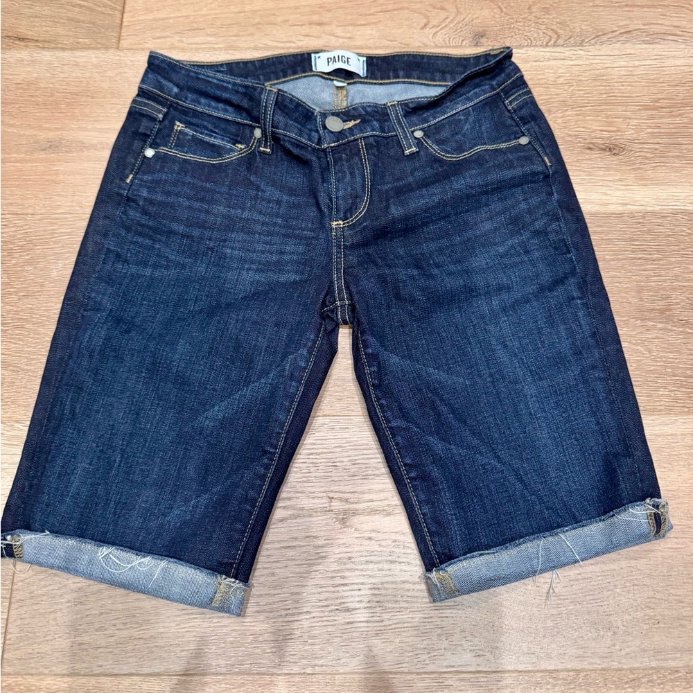 PAIGE Women's Dark Blue Denim Shorts
